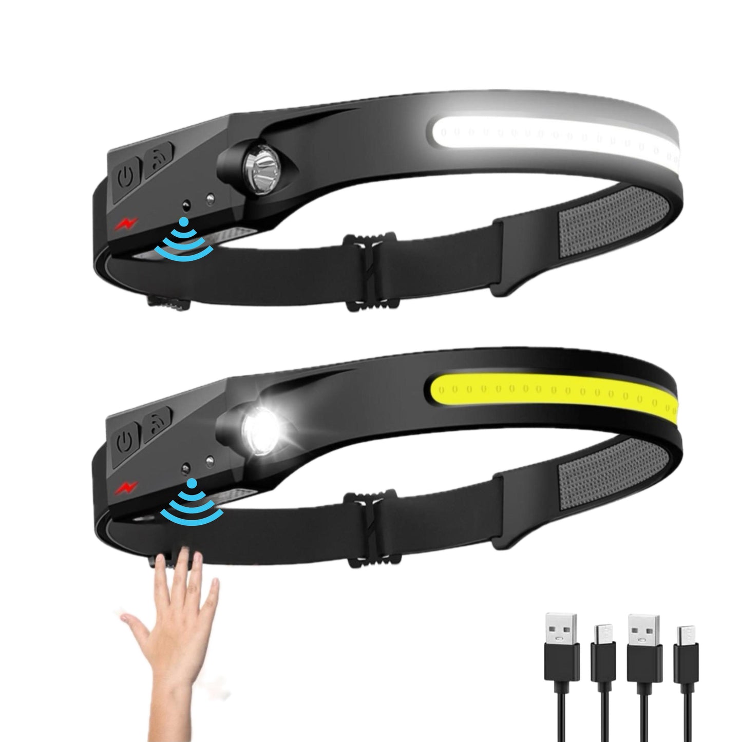 GigToolStore - Rechargeable Headlamp, 230° Wide Beam Head Lamp, Motion Sensor LED Headlamp Rechargeable, 5Mode Headlamps for Adults, Bright Head Lights for Forehead, Headlight