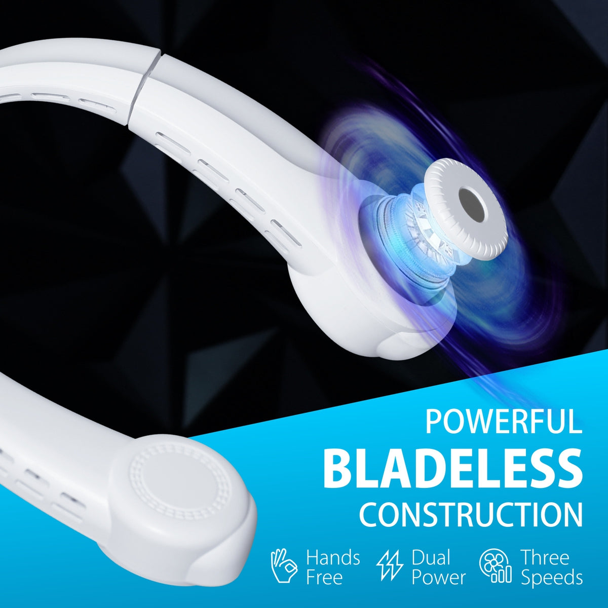 GigToolStore - Bladeless Neck Fan Rechargeable 4000mAh, 3 Power Levels, LED Display